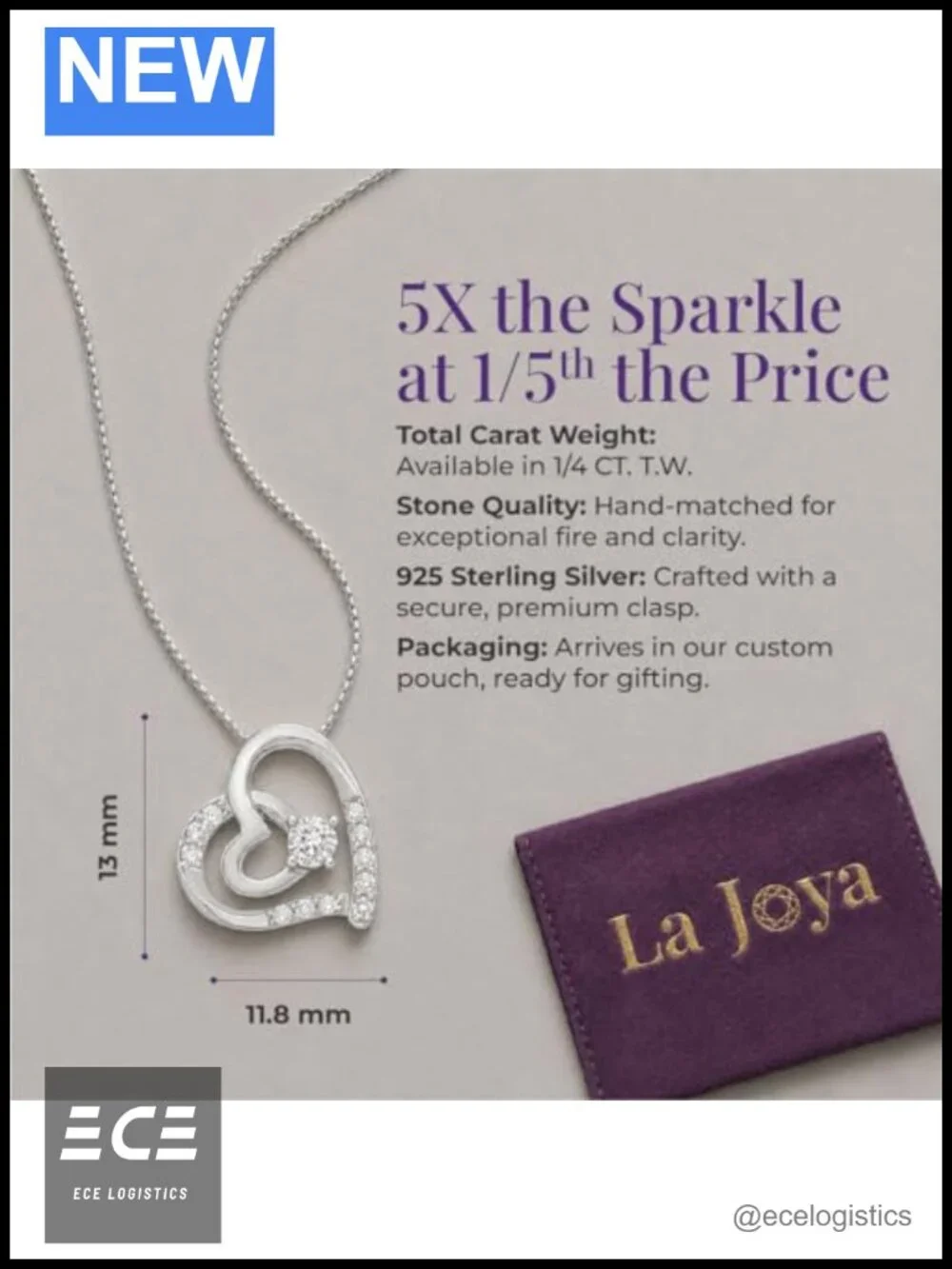14K Gold Plated 925 Sterling Silver Lab Grown Diamond Heart Necklace